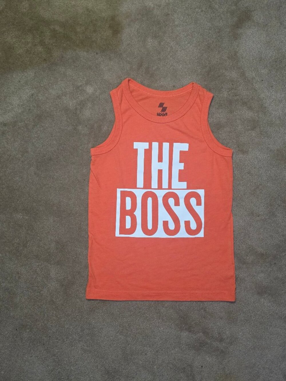 Kids Place Sport "The Boss" Orange Tank Top Sz Med 7/8 - Picture 3 of 9